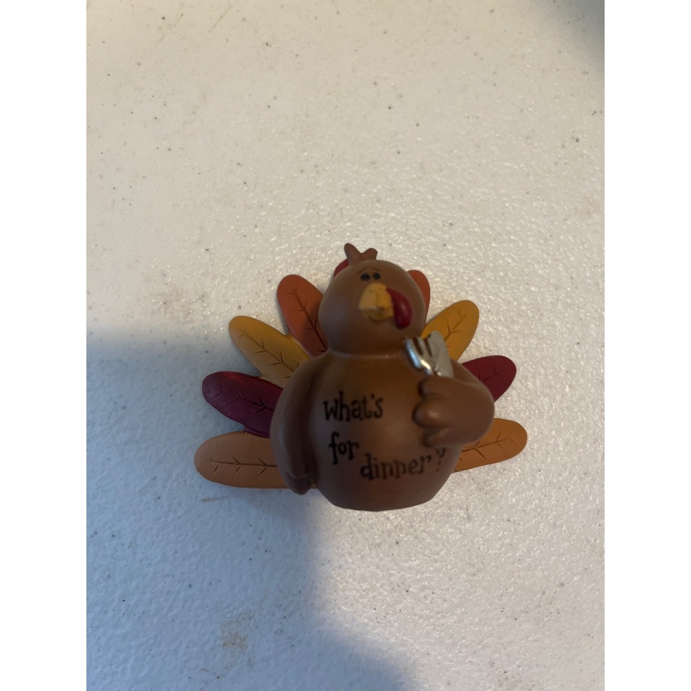 Thanksgiving Turkey Figurine Whats For Dinner Resin Fall Decor 2013 Small 2.5"